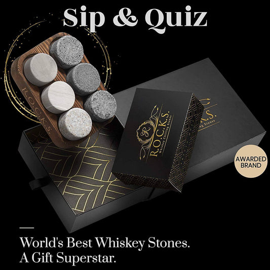The Rocks x Whiskey Quiz | 100 Fragen + Kühlsteine – Das Set für Kenner & Genießer-1