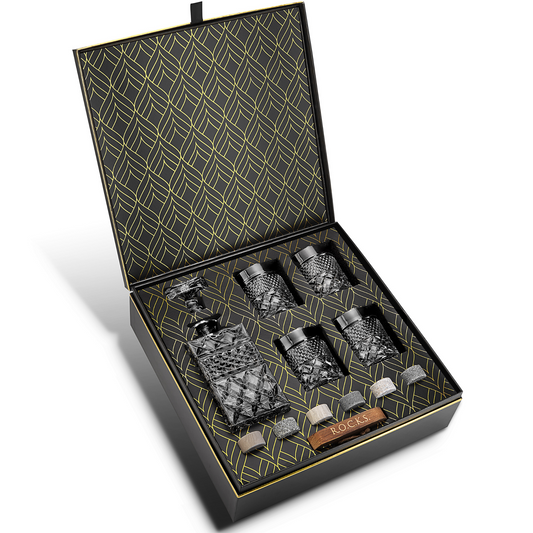 The Whiskey Decanter Gift Set | Eleganter Genuss – Karaffe & Gläser Set mit Kühlsteinen-0